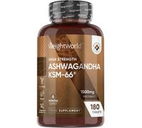 WeightWorld Ashwagandha KSM-66 180 Vegan Tablets 1500mg 6-Month Supply Made in U