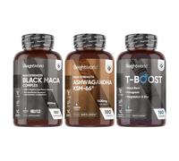 WeightWorld Ashwagandha KSM 66, Black Maca & Testosterone Supplement Bundle | 180 Tablets & Capsules Each | Magnesium Stearate-Free | Easy to Swallow | Testosterone for Men with Ashwagandha