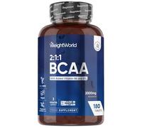 WeightWorld BCAA Tablets 2000mg - 180 Tablets - Key Amino Acids (L-Leucine, L-Valine & L-Isoleucine) - with Vitamin B6 & B12-3 Months Supply - Vegan BCAA Supplement for Men & Women - Vegan & Non-GMO