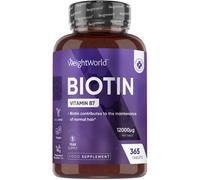 WeigthtWorld Biotin - 365Tablets - 12000mcg - Hair vitamins - Metabolism support