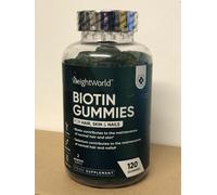 WEIGHTWORLD - Biotin Gummies - 120 Skin & Hair Vitamin Gummies. EXP:12/2025.