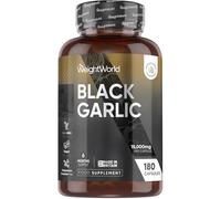 WeightWorld Black Garlic Capsules 15000mg | 6 Months Supply | 180 Capsules | Highly Concentrated Black Garlic Extract (100:1) | 1 per Day | Vegan, Non-GMO & Magnesium Stearate-Free | Made in The UK