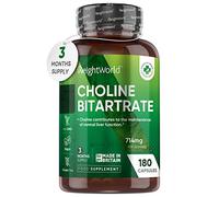 WeightWorld Choline Bitartrate Supplement 714mg | 180 Capsules | 3 Months Supply | Non-GMO & Gluten-Free | Choline Contributes to The Maintenance of Normal Liver Function (EFSA Claims)