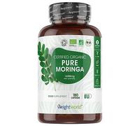 WeightWorld Organic Moringa Capsules | 1650mg | 180 Vegan Capsules | 2 Months Supply | Soil Association Certified | Bio-Organic Pure Moringa Powder Supplement | Gluten-Free, Non-GMO & GMP-Approved