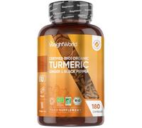 Organic turmeric (curcumin) 1520mg - 180 Vegan Capsules - black pepper & ginger