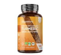 WeightWorld Organic Turmeric Capsules - 180 Capsules - 3 Months Supply | With Organic Ginger & Black Pepper - Turmeric Supplement for Both Men & Women - Vegan & Gluten-Free - Made in EU