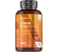 WeightWorld Vitamin D3 4000IU & K2 125μg (MK7) | 365 VIT D Tablets | 1...