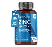 WeightWorld Zinc Bisglycinate - 400 50mg tablets - Hair skin & nails - Fertility