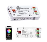 WeiguoIOT ESP32 WLED Digital LED Strip Controller with Microphone,Music Sync, USB-C, 5-24V, 16A Fuse, RGB RGBW RGBCCT DIY Lighting App Control Addressable Strip Controller (DOM-WLE-AM with Mic)