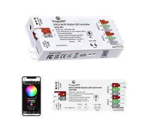 WeiguoIOT ESP32 WLED Digital LED Strip Controller with Microphone,Music Sync, USB-C, 5-24V, 16A Fuse, RGB RGBW RGBCCT DIY Lighting App Control Addressable Strip Controller (DOM-WLE-AM with Mic)