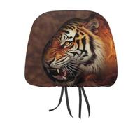 WEIHAKO 1 PCS Car Headrest Covers Soft Breathable Car Head Rest Covers Protector Burning Tiger Leather Headrest Covers for Cars Seat Headrest Covers for Trucks SUV Universal Interior Cars Accessories