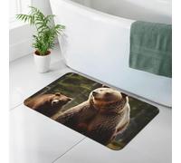 WEIHAKO Bath Mat for Bathroom Quick Dry Super Absorbent Bath Rug Diatomaceous Earth Bath Mat Brown Bear Bathroom Rugs Non-Slip Doormat Area Rugs for Bedroom Floor Bathtub Shower Rug