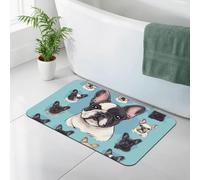 WEIHAKO Bath Mat for Bathroom Quick Dry Super Absorbent Bath Rug Diatomaceous Earth Bath Mat cute french bulldog Bathroom Rugs Non-Slip Doormat Area Rugs for Bedroom Floor Bathtub Shower Rug