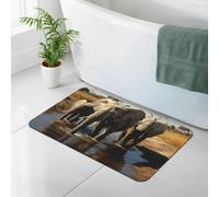 WEIHAKO Bath Mat for Bathroom Quick Dry Super Absorbent Bath Rug Diatomaceous Earth Bath Mat Elephants drinking water Bathroom Rugs Non-Slip Doormat Area Rugs for Bedroom Floor Bathtub Shower Rug