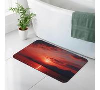 WEIHAKO Bath Mat for Bathroom Quick Dry Super Absorbent Bath Rug Diatomaceous Earth Bath Mat Fiery red sunset Bathroom Rugs Non-Slip Doormat Area Rugs for Bedroom Floor Bathtub Shower Rug