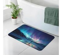 WEIHAKO Bath Mat for Bathroom Quick Dry Super Absorbent Bath Rug Diatomaceous Earth Bath Mat Northern Lights Bathroom Rugs Non-Slip Doormat Area Rugs for Bedroom Floor Bathtub Shower Rug