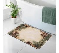 WEIHAKO Bath Mat for Bathroom Quick Dry Super Absorbent Bath Rug Diatomaceous Earth Bath Mat Pine Cone Border Bathroom Rugs Non-Slip Doormat Area Rugs for Bedroom Floor Bathtub Shower Rug