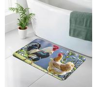WEIHAKO Bath Mat for Bathroom Quick Dry Super Absorbent Bath Rug Diatomaceous Earth Bath Mat Rooster and hen Bathroom Rugs Non-Slip Doormat Area Rugs for Bedroom Floor Bathtub Shower Rug