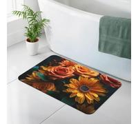 WEIHAKO Bath Mat for Bathroom Quick Dry Super Absorbent Bath Rug Diatomaceous Earth Bath Mat Sunflower and Rose Bathroom Rugs Non-Slip Doormat Area Rugs for Bedroom Floor Bathtub Shower Rug