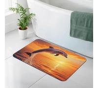 WEIHAKO Bath Mat for Bathroom Quick Dry Super Absorbent Bath Rug Diatomaceous Earth Bath Mat Sunset Dolphin Bathroom Rugs Non-Slip Doormat Area Rugs for Bedroom Floor Bathtub Shower Rug