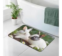 WEIHAKO Bath Mat for Bathroom Quick Dry Super Absorbent Bath Rug Diatomaceous Earth Bath Mat Two Little Cute Rabbit Bathroom Rugs Non-Slip Doormat Area Rugs for Bedroom Floor Bathtub Shower Rug