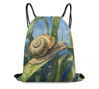 WEIHAKO Drawstring Backpack Sports Gym Bags Snail on Leaf Drawstring Bags for Men Women Beach Bag String Bag