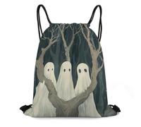 WEIHAKO Drawstring Backpack Sports Gym Bags Three White Ghosts Drawstring Bags for Men Women Beach Bag String Bag