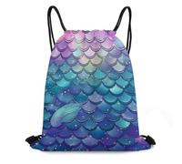 WEIHAKO Drawstring Backpack Sports Gym Bags Water Lily Mermaid Scales Drawstring Bags for Men Women Beach Bag String Bag