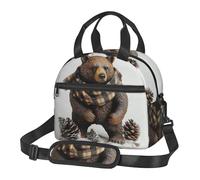 WEIHAKO Insulated Lunch Bag Reusable Leakproof Lunch Tote Bag with Adjustable Shoulder Strap Rustic Lodge Bear Lunch Box for Work Picnic