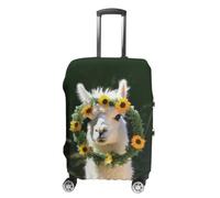 WEIHAKO Luggage Cover Elastic Anti-Scratch Suitcase Protector Washable Luggage Sleeve Alpaca Wearing A Garland Suitcase Cover Protector Fit 65-95 CM Suitcases Travel Accessories M