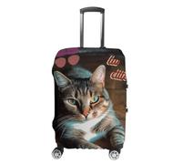 WEIHAKO Luggage Cover Elastic Anti-Scratch Suitcase Protector Washable Luggage Sleeve Cat Lying on Wooden Floor Suitcase Cover Protector Fit 65-95 CM Suitcases Travel Accessories L
