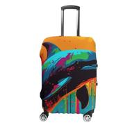 WEIHAKO Luggage Cover Elastic Anti-Scratch Suitcase Protector Washable Luggage Sleeve Silhouette Composition Dolphin Suitcase Cover Protector Fit 65-95 CM Suitcases Travel Accessories L