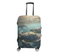 WEIHAKO Luggage Cover Elastic Anti-Scratch Suitcase Protector Washable Luggage Sleeve Sunny Sea Turtle Suitcase Cover Protector Fit 65-95 CM Suitcases Travel Accessories M