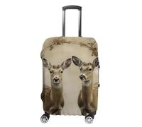 WEIHAKO Luggage Cover Elastic Anti-Scratch Suitcase Protector Washable Luggage Sleeve Two Deer with Snowflakes Suitcase Cover Protector Fit 65-95 CM Suitcases Travel Accessories L