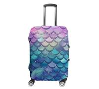 WEIHAKO Luggage Cover Elastic Anti-Scratch Suitcase Protector Washable Luggage Sleeve Water Lily Mermaid Scales Suitcase Cover Protector Fit 65-95 CM Suitcases Travel Accessories L