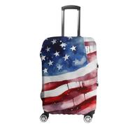 WEIHAKO Luggage Cover Elastic Anti-Scratch Suitcase Protector Washable Luggage Sleeve Watercolor American Flag Suitcase Cover Protector Fit 65-95 CM Suitcases Travel Accessories S