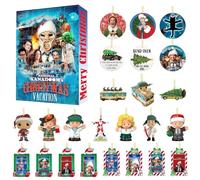 Weihnachts-24-Tage-Countdown-Kalender - Countdown to Christmas decoration with 24 days of festive ornaments featuring movie characters; an advent calendar for film lovers and collectors.
