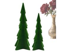 Weihnachtsbaum-Figur - 2-pieces Mini-Ornament-Set aus Kunstharz, dekorative grüne Weihnachtsskulptur, elegant saisonal Dekoration | für Zuhause, Büro, Wohnzimmer, Schlafzimmer, Küche, Schule, Hote