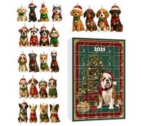 Weihnachtskalender Countdown - 2D Acryl Hund Dekoration Mit 24 Tagen, Lustige Weihnachtsdeko Für | Advent Countdown Ornament Für Weihnachtsbaum Kamin Fenster Tür Wand Und Büro Dekoration