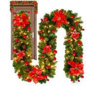 Weihnachtskranz - 2.7 m langer, leichter langlebiger künstlicher Weihnachtskranz für die Haustür | Für drinnen draußen, Wände, Veranden, Geländer, Bauernhäuser, Zuhause, Partys Fenster