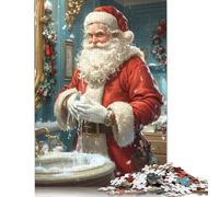 Weihnachtsmann wäscht sich die Hände, Puzzle für Erwachsene, 1000 Teile, Puzzle für Erwachsene, anspruchsvolles Spiel, Puzzles, lustige Spiele (75 x 50 cm)