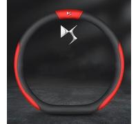 WEIHUANB Steering Wheel Cover for Ds7 Ds 7 Crossback 2018-2023, Leather Covers Breathable Anti-Slip Driving Operation Disc Protective Sleeve Interior,A-C/Black-Red