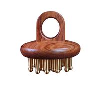 WeiiTech Wood Therapy Massage Tools 19-Teeth Copper Head Handheld Meridian Pressure Brush, Body Relaxing and Stress Relief Handheld Massager, for Head, Legs, Arms, Neck