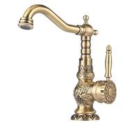 WEIJIANKANG Brass Kitchen & Bathroom Faucet, Antique Bronze, Single Handle, 360° Swivel Spout, High-Arc, Cartridge Valve, Deck Mount, 1.38" Hole, 1.8 GPM, Brown