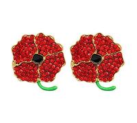 weijin 2 Metal Poppy Brooches, Red Crystal Diamond Lapel Pin, Let Us Not Forget The Veterans Day Memorial Day Brooch