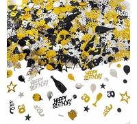WEIKA 50th Birthday Confetti 50 Confetti Party for Table Metallic Foil Table Scatter Decoration Birthday Centerpieces for Party DIY Arts Crafting Supplies, Gold Black and Silver