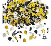 WEIKA 60th Birthday Confetti 50 Confetti Party for Table Metallic Foil Table Scatter Decoration Birthday Centerpieces for Party DIY Arts Crafting Supplies, Gold Black and Silver
