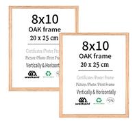 Weikani Oak Wood Picture Frame with Plexiglass Window, 8x10 inch, 2 Pack for Wall Display or Surface Free Standing