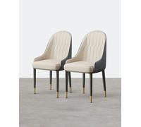 Weilai Concept A Set of 2 Scott Dining Chairs, PU Leather - Orange Leather - A Set of 6 Chairs - Style 2