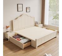Weilai Concept Agnes King Size / Super King Size Bed With Storage, Cream - Super King Size - Drawer Storage - Super King Size
